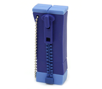 USB 2GB Zipper Chunky With Ball Chain - Two Tone Blue