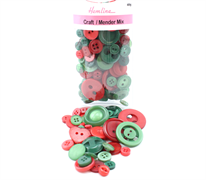 Buttons - Bulk pack - Assorted Red and Green in Designs and Sizes