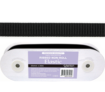 Elastic Ribbed Non-Roll - 12mm Black