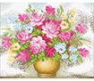 No Count Cross Stitch On White Aida 14 - vase of flowers 