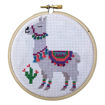 Mini Cross Stitch Kit with Hoop 10cm - Lama