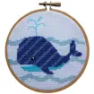 Mini Cross Stitch Kit with Hoop 10cm - Whale