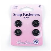 HEMLINE HANGSELL - Sew-On Snap Fastenerseners, 15mm - black