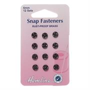 HEMLINE HANGSELL - Metal Snap Fastenerseners, 6mm (12 sets) - black