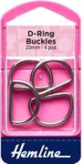 HEMLINE HANGSELL - Buckle D Rings 20mm 4 pcs - nickel