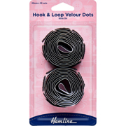 Hemline - Hook & Loop Velour Dots Stick On 20mm 50 sets - Black