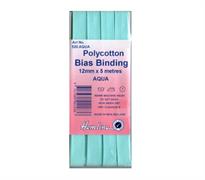Polycotton Bias Binding - Aqua 12mm X 5m
