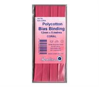 Polycotton Bias Binding - Coral 12mm X 5m