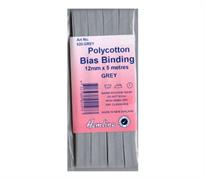 Polycotton Bias Binding - Grey 12mm X 5m