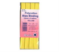 Polycotton Bias Binding Tape, 12mm, Yellow