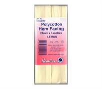 Polycotton Hem Facing - Lemon 25mm x 3m