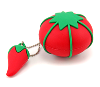 USB 2GB Tomato Pin Cushion With Ball Chain - Red and Green