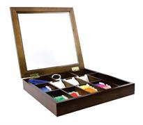 Storage Containers: Wooden Sewing Chest - 1 Tier chest with 12 slots - 24.1 x 24.1 x 4.5cm