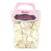Hemline Buttons - Value Pack - Assorted Craft Buttons 200g - White