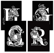 Velvet Art Poster - Hogwarts Houses 4 Pack