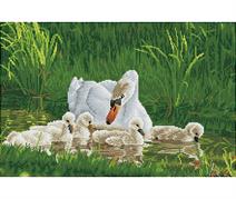 DIAMOND DOTZ - Mother Swan And  Signets - 41.00 x 62.00cm