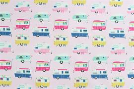 Riley Blake Printed Cotton - Happy campers Pink 112cm