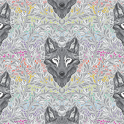 TULA PINK GREYWORK - WOLF OF PINK STREET - FOG