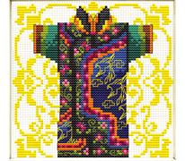No Count Cross Stitch On White Aida 14 - male geisha green 12 x 12cm