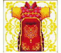 No Count Cross Stitch On White Aida 14 - male geisha red 12 x 12cm