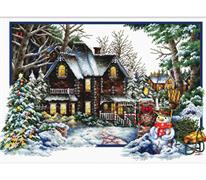 No Count Cross Stitch On White Aida 14 - winter comes 59x39cm