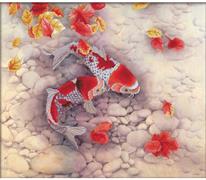 No Count Cross Stitch - Printed Aida 11 - koi carp 67 x 57cm