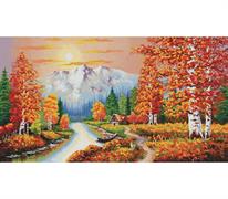 No Count Cross Stitch On White Aida 14 - a flaming sunset 90x50cm