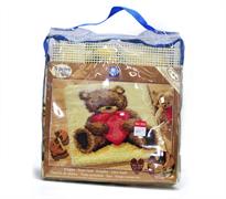 Teddy With Heart Latch Hook Rug Kit