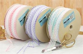 Feather Eyelet Lace - 200m x 37mm Iridescent - Bulk Roll