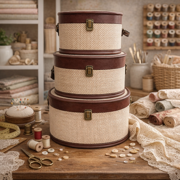 Victorian Herringbone Basket Beige - Set of 3 sizes