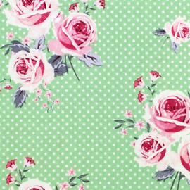 Fabric Gutermann X Birch Summer Loft Roses 110cm X 10Mt 100% Co Soft Green-152