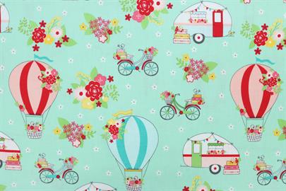 Riley Blake Printed Cotton - Vintage Adventures Aqua 112cm