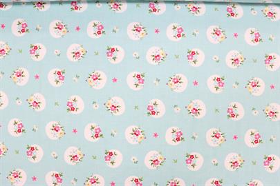 Riley Blake Printed Cotton - Blooms Aqua 112cm