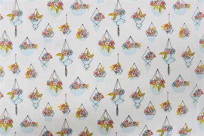 Riley Blake Printed Cotton - Hanging Plants White 112cm