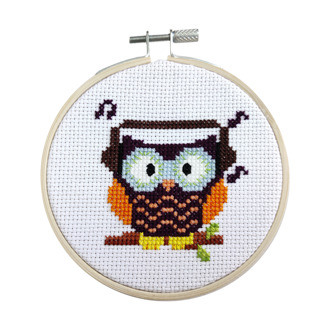 Cross Stitch Kit 10cm - Musical Owl