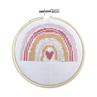 Cross Stitch Kit 10cm - Rainbow Heart