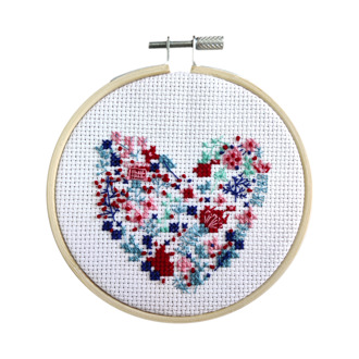 Cross Stitch Kit 10cm - Flower Heart