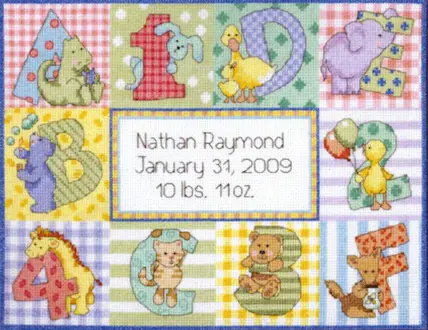 Dimensions Needlecraft - Zoo Alphabet Birth Record