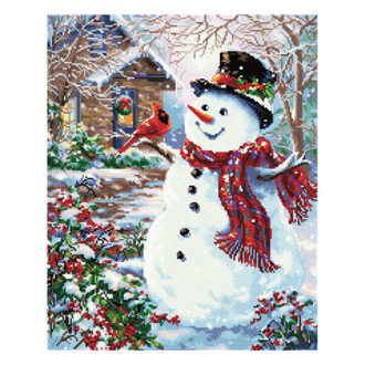 Snowman & Feathered Friend - 62 x 50cm