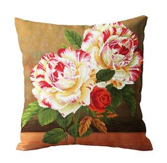 DIAMOND DOTZ - Camellia & Rose Bouquet Decorative Pillow - 45 x 45cm