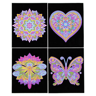 Dotzies Flock Neon Mandalas - 25 x 20cm