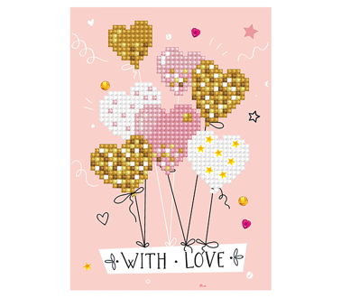 DIAMOND DOTZ - Greeting Card - Love Balloons - 12.6 x 17.7cm