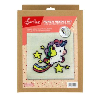 COLLECTION - Punch Needle Kit With Frame (8In  X 8In ) - unicorn dreams