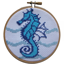 Mini Cross Stitch Kit with Hoop 10cm - Seahorse