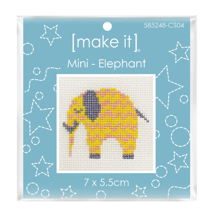 Mini Cross Stitch Kit 7 x 5.5cm - Elephant