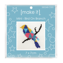 Mini Cross Stitch Kit 7 x 7cm - Bird on Branch