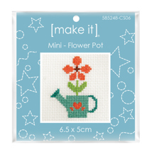 Mini Cross Stitch Kit 6.5 x 5cm - Flower Pot