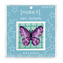 Mini Cross Stitch Kit 6.5 x 6.5cm - Butterfly