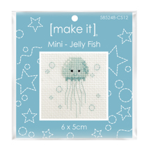 Mini Cross Stitch Kit 6 x 5cm - Jelly Fish