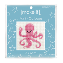 Mini Cross Stitch Kit 6 x 6cm - Octopus